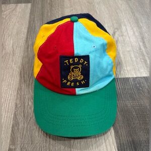 Teddy Fresh Ted Hat 6-Panel Colorblock Strapback Dad Hat Logo Bear OSFA Retro